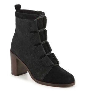 ED Ellen Degeneres NWOT Wallee Black Leather Suede Lace-Up Ankle Boots sz 9.5